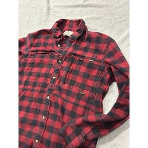 Beretta Buffalo Plaid Flannel Shirt Zip Chest Pockets Size Medium Red‎ Black